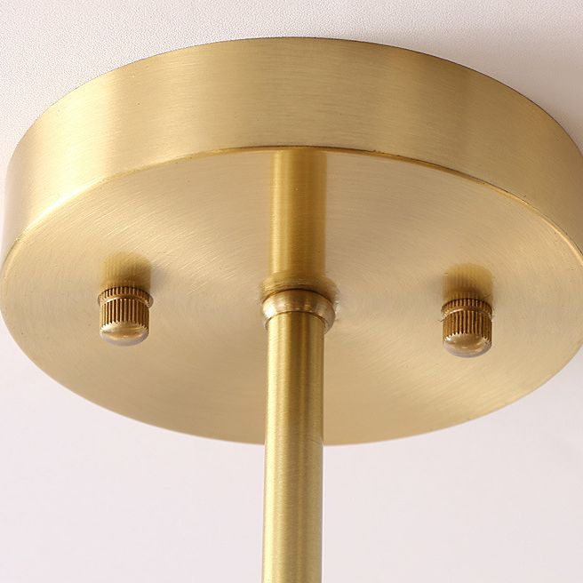 Metal Exposed Bulb Semi Flush Mount Light Loft Bedroom Ceiling Mount Light Fixture in Gold