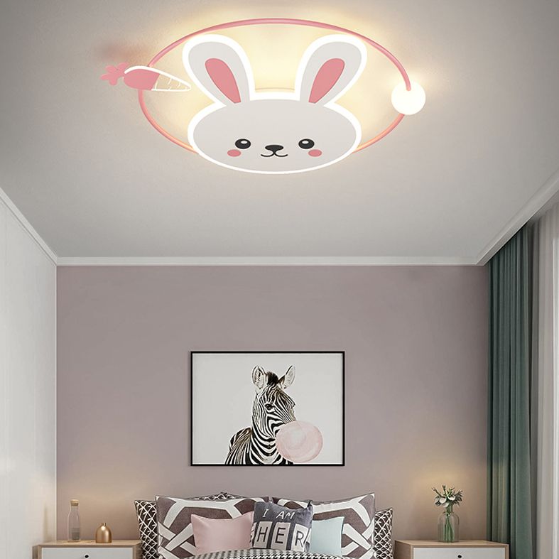 Rabbit Cartoon LED Flush Mount Metal 1-light Flush Ceiling Light for Children Room