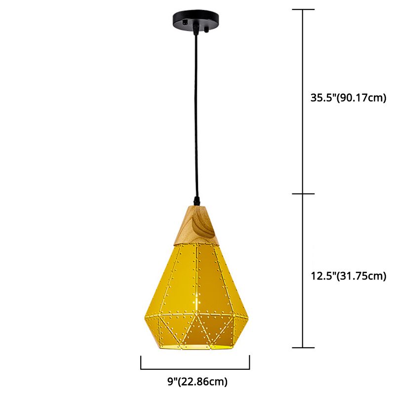 Diamond Dining Room Drop Pendant Modern Style Metal 1 Light Hanging Ceiling Light