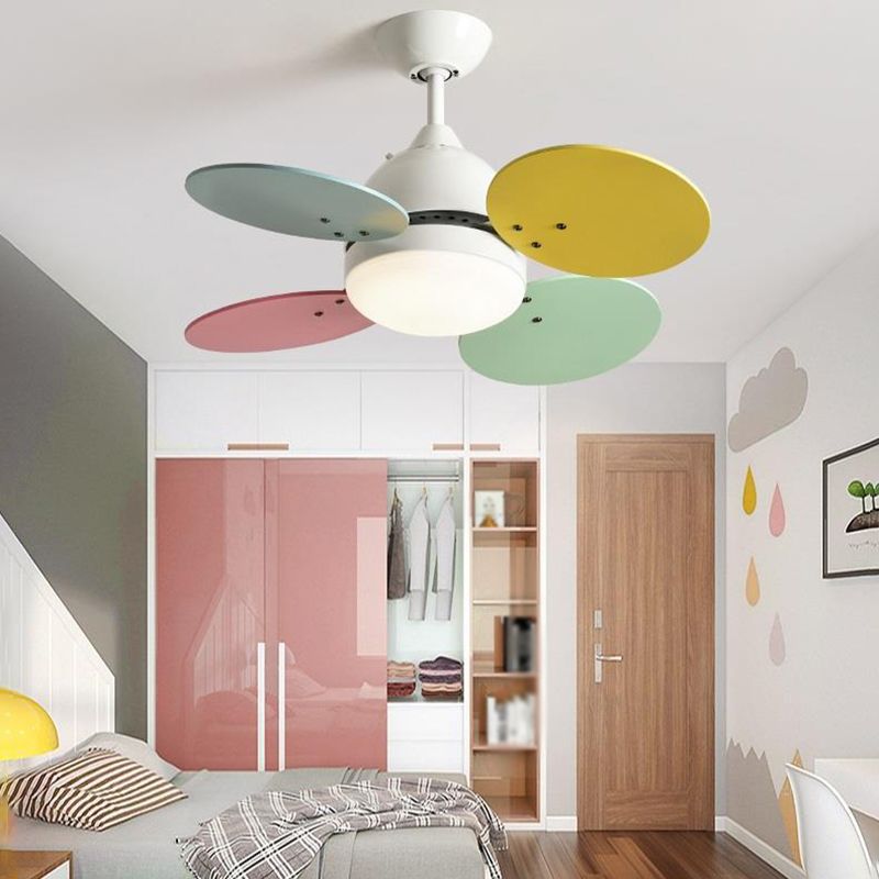 Nordic Style Wooden Ceiling Fan Lamp Colorful Ceiling Fan Light for Children's Room