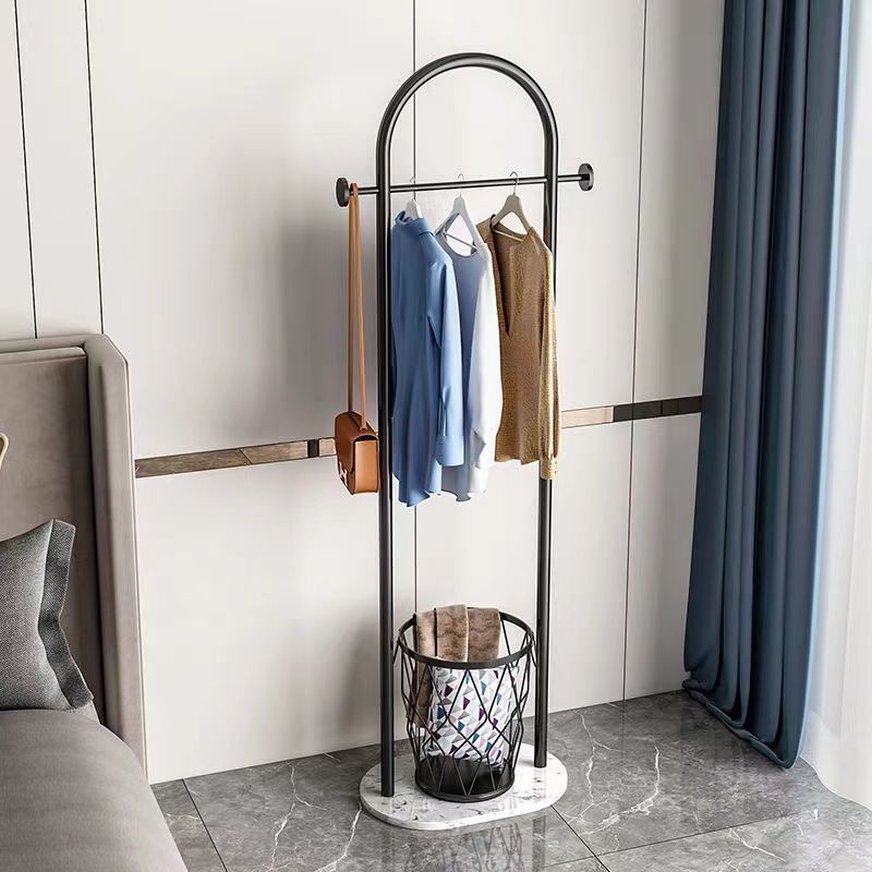 Modern Coat Rack Metal Hanger Basket Free Standing Coat Hanger