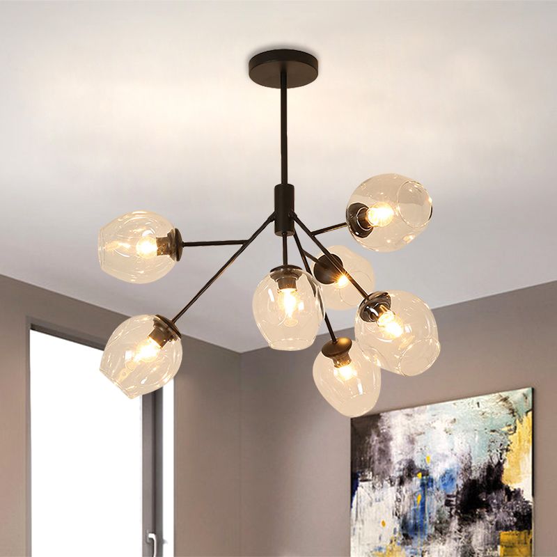 Clear Glass Branching Chandelier 7/9/13 Heads Modern Simple Ceiling Pendant Light in Gold Finish