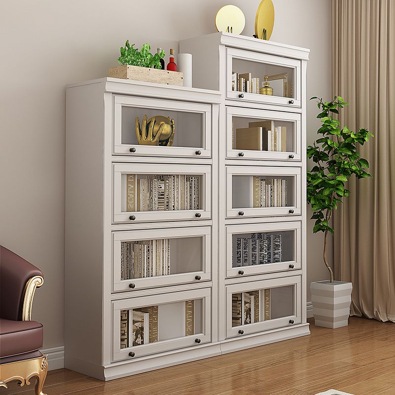 Contemporary Wooden Shelf Bookcase Pure White Standard Shelf for Study Room