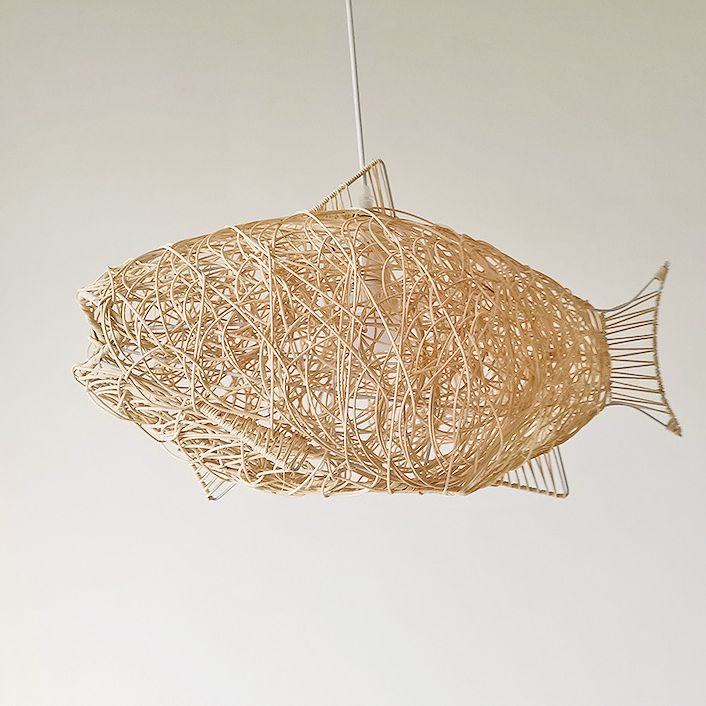 Bamboo Fish Shape Kit de lampe suspendue Contemporain Style beige suspendu pendant