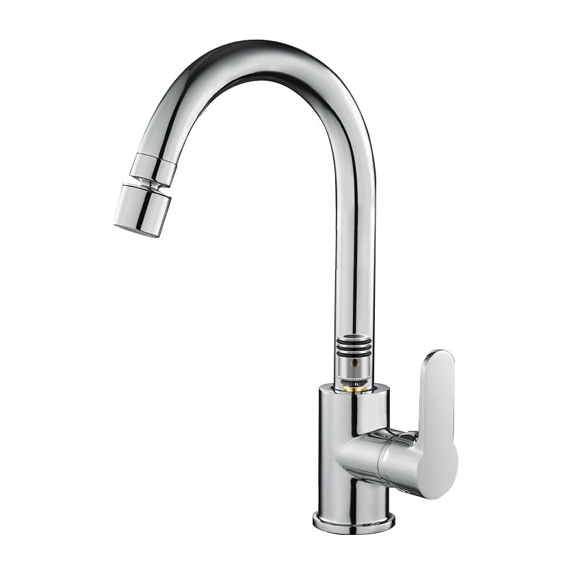 Modern Standard Bar Faucet Single Handle Kitchen Faucet in Silver