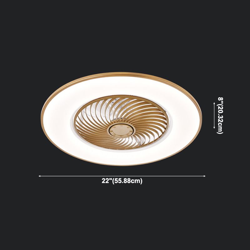 Simplicidad moderna Ventilador de techo LED Luz de hierro forjado Montaje circular con tono acrílico