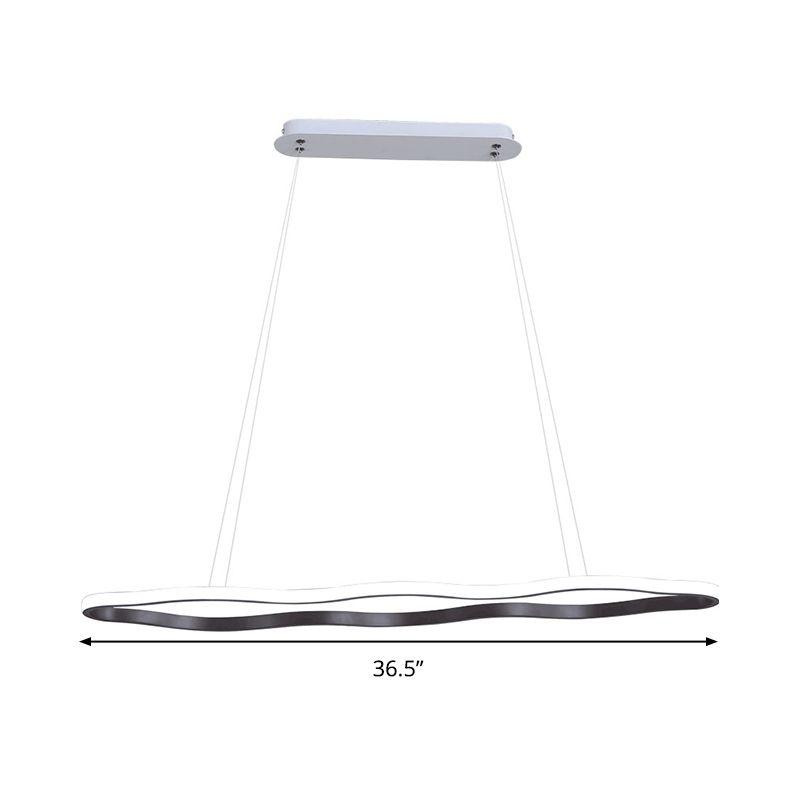 Luce a soffitto appeso ad onda Caffè acrilico moderno 23,5 "/36,5"/47 "Luce sospesa a LED larga in luce calda/bianca