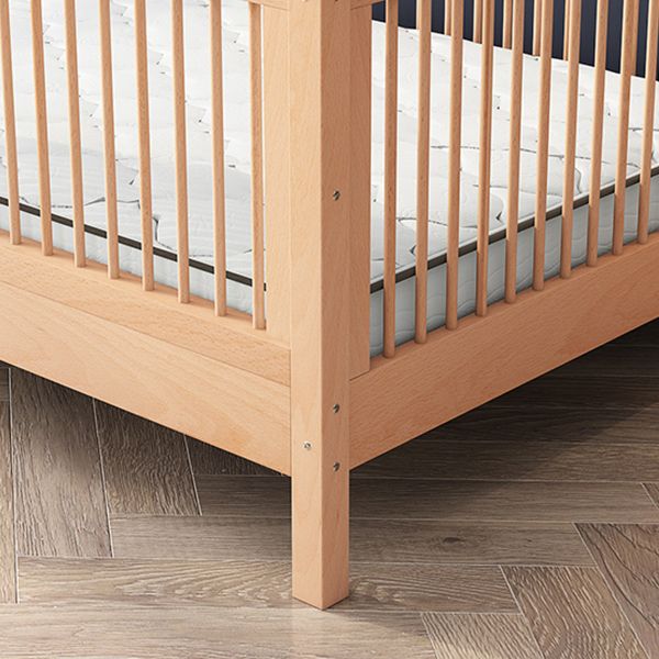 Contemporary Solid Wood Nursery Crib with Guardrail for Bedroom