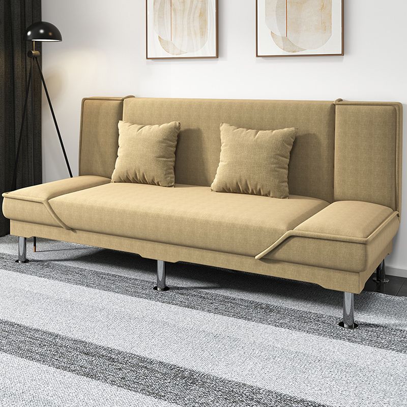 Contemporary Armless Convertible Sofa Linen Foldable Sofa for Apartment