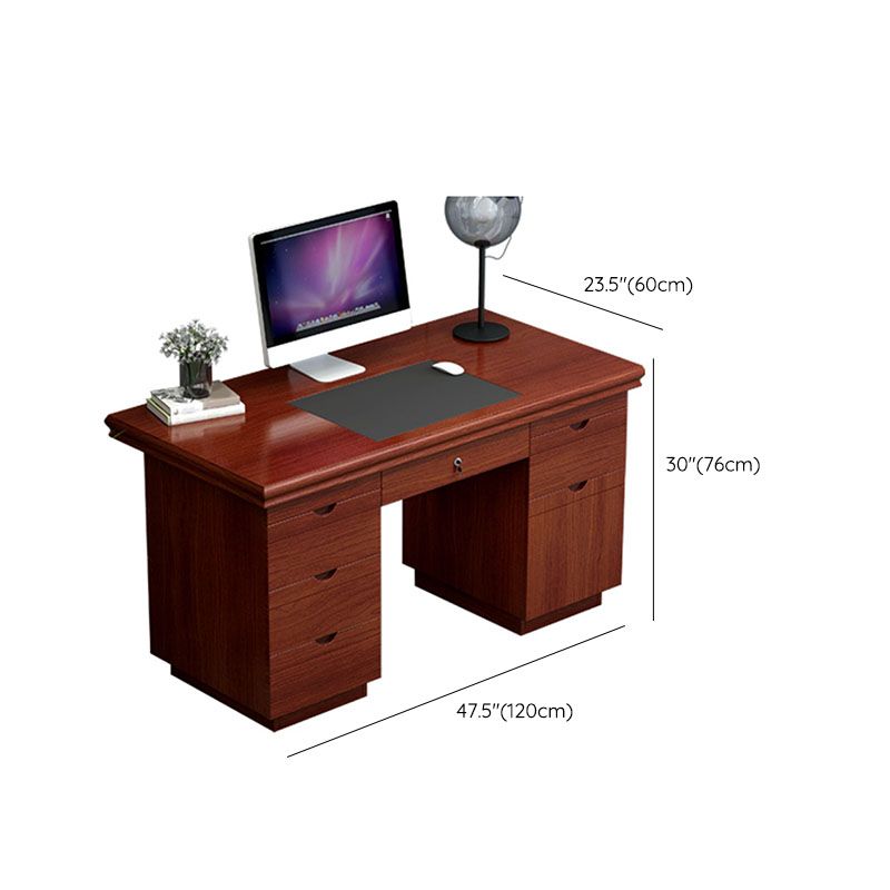 Rectangular Shaped Office Writing Desk Wood in Brown for Office