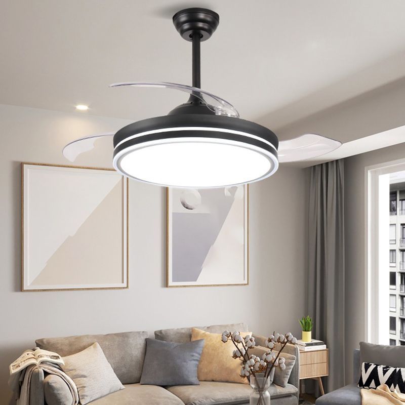 Metal LED Ceiling Fan in Black / White / Nickel Modern Fan Lighting Fixture