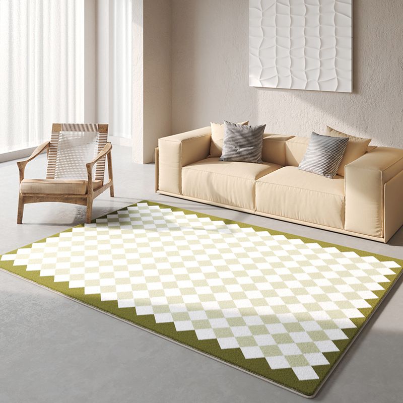 Apricot Square Grid Rug Polyester Modern Rug Stain Resistant Rug for Drawing Room