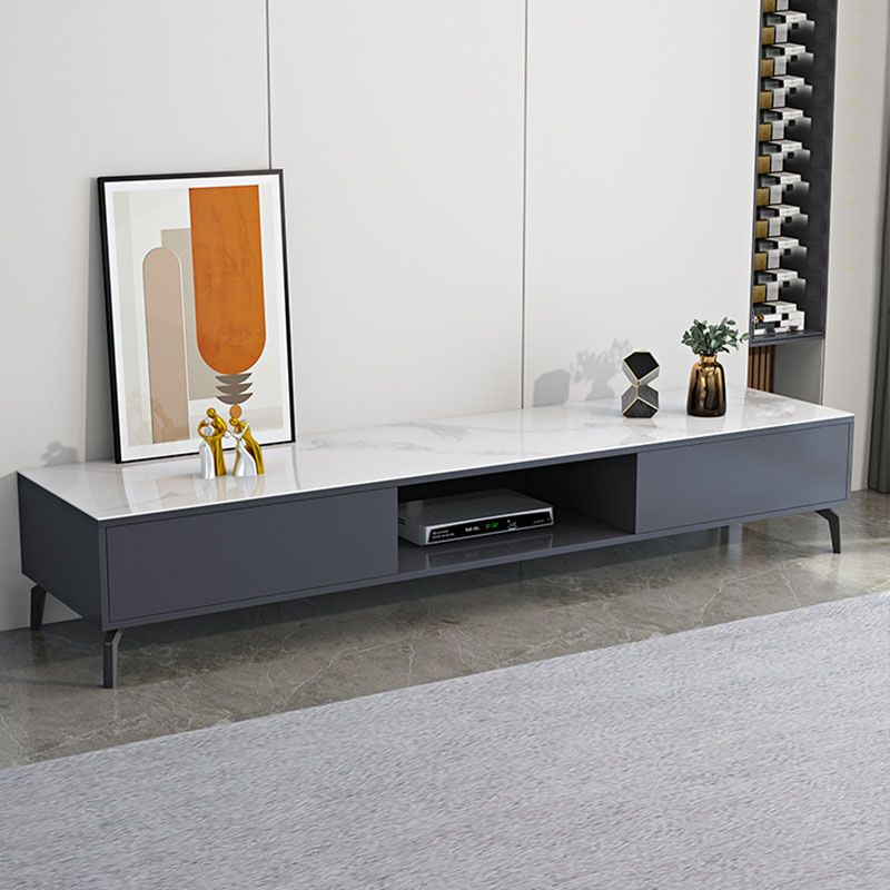 Glam Glass Top Media Console TV Stand Engineered Wood TV Console