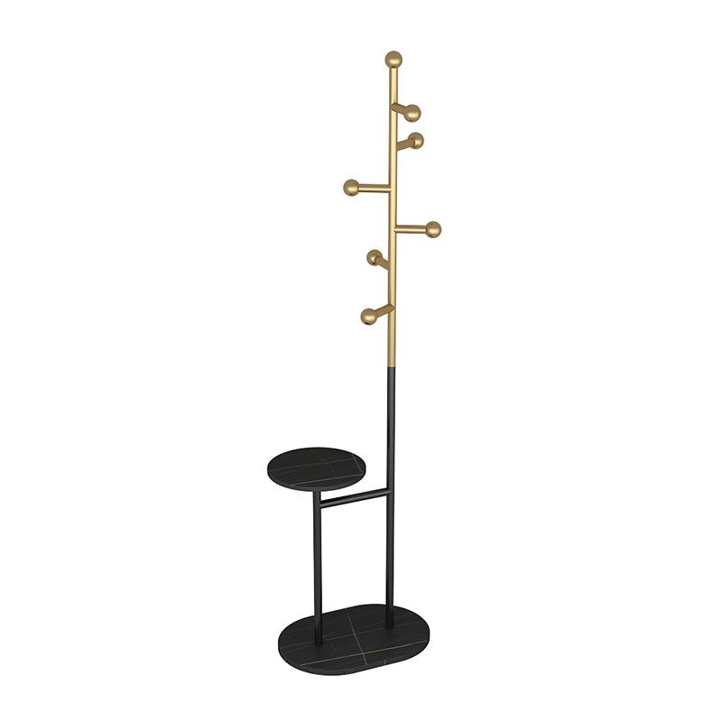 Contemporary Hall Tree Free Metal Coat Hooks Coat Rack with Storage Shelving