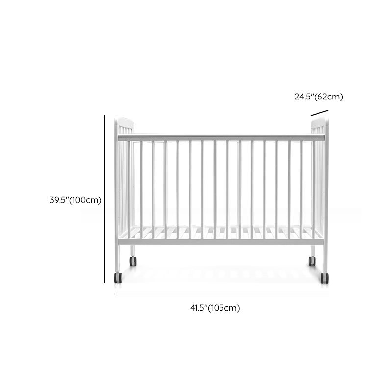 Contemporary Wood Nursery Bed in White with Wheels and Storage