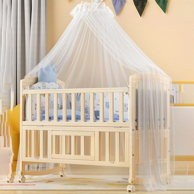 Farmhouse / Country Wood Washed Natural with Guardrail Baby Crib