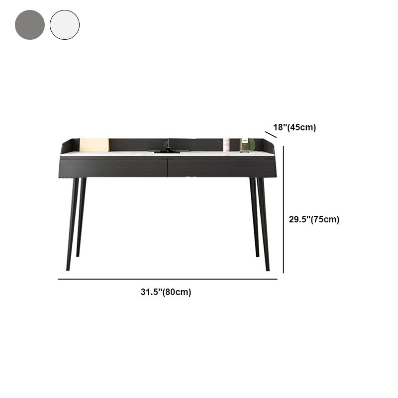 Contemporary Makeup Table Set with 2 Drawers, Black and White/Grey Make-up Vanity