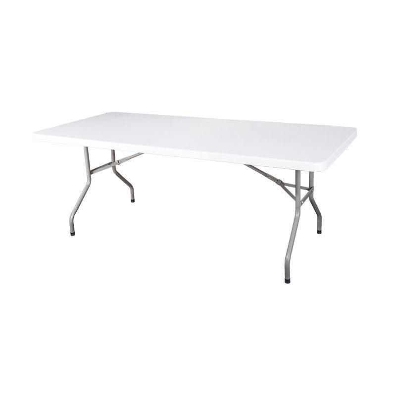 Rectangle Modern Dining Table White Plastic Table with Metal Frame