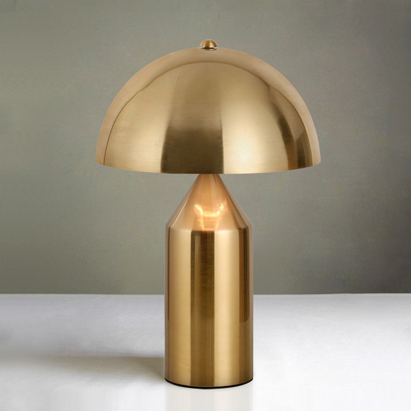 Metal Dome Night Table Light Modern 1 Light Gold Nightstand Lamp with Pencil Base