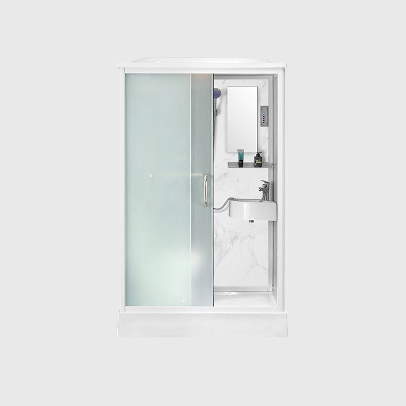 Framed Tempered Glass Shower kit with Base Included Framed Shower Stall in White