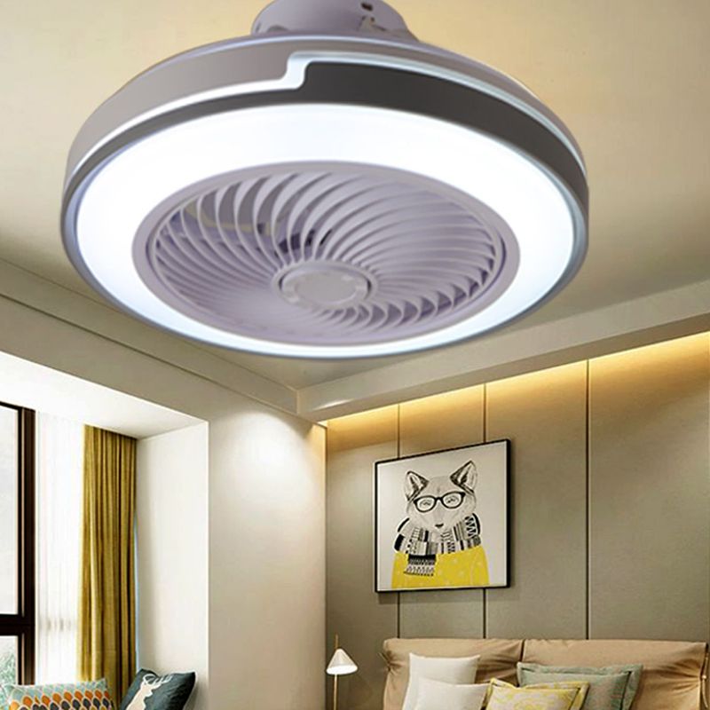 Round Fan Lamp Minimalist Acrylic Bedroom LED Semi-Flush Mount Ceiling Light