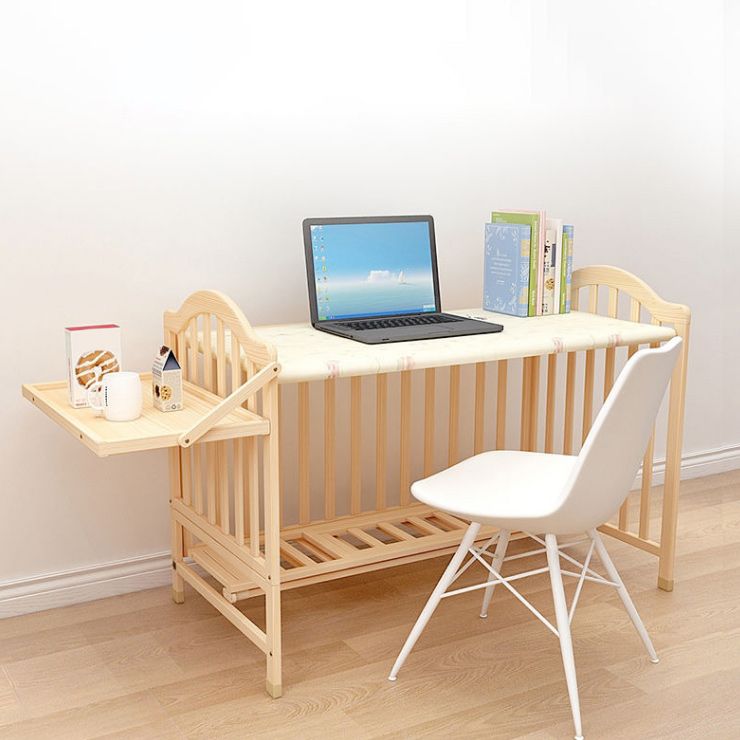 3-in-1 Convertible Crib in Natural Modern Solid Wood Nursery Bed