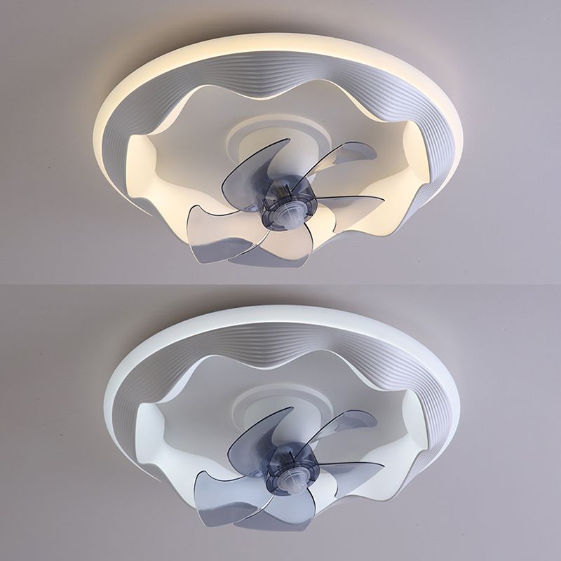 Metal Round Shape Ceiling Fan Modern Style 2-Lights Ceiling Fans Fixtures