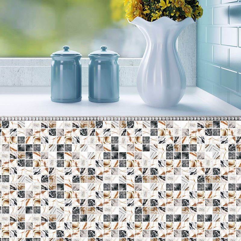 Boho-Chic Wallpaper Panel Set Multicolored Mosaic Tile Adhesive Wall Art, 3.3-sq ft