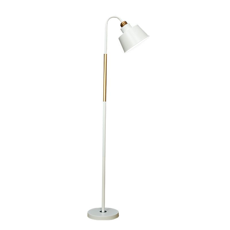 Round Bedside Floor Reading Lamp Metal 1 Head Nordic Standing Light with Gooseneck Arm