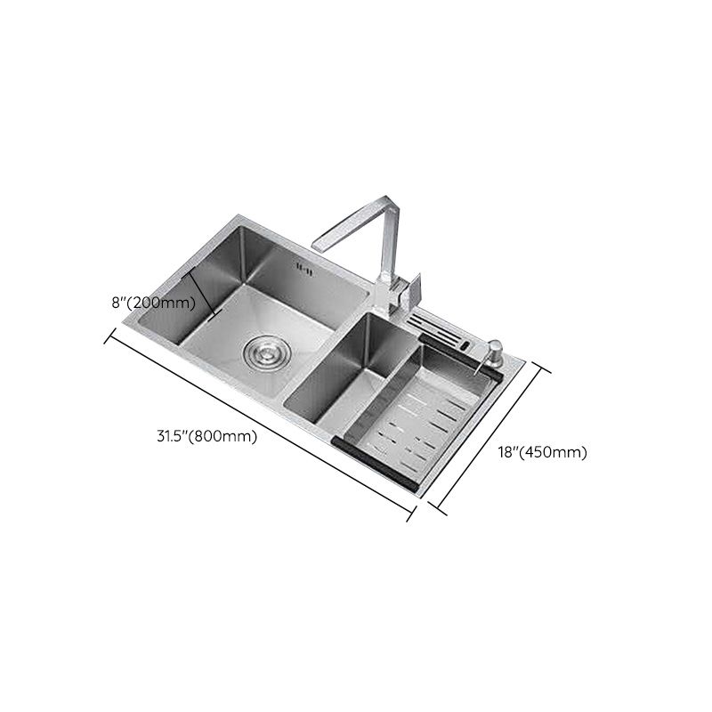 Double Basin Kitchen Sink Contemporary with Drain Assembly Sink