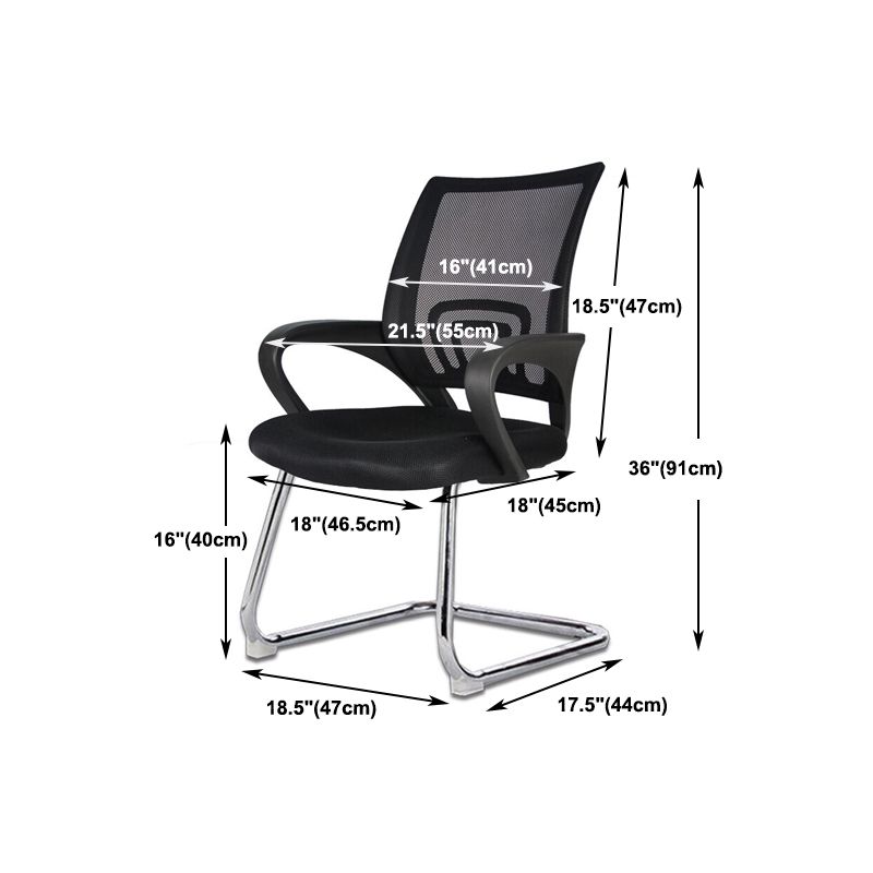 No Wheels Fixed Arms Desk Chair Breathable AirGrid Back Chair