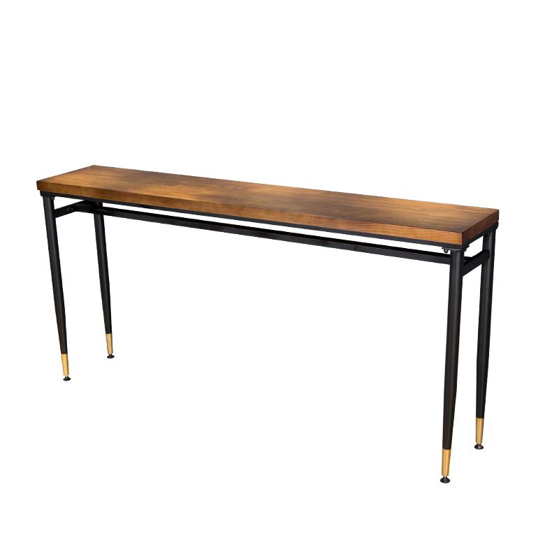 Rectangle Wood Top Counter Table Industrial 42-inch Metal 4 Legs Table for Dining Room