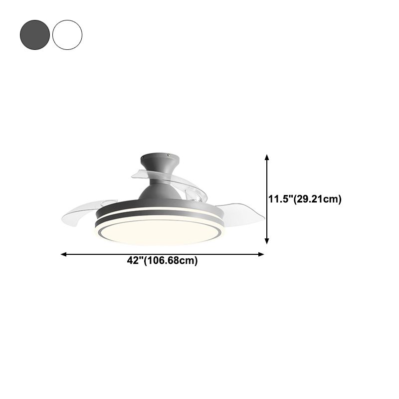 Round Metal Pendant Fan Lamp Frequency Conversion Nordic LED Semi Flush Mount Light