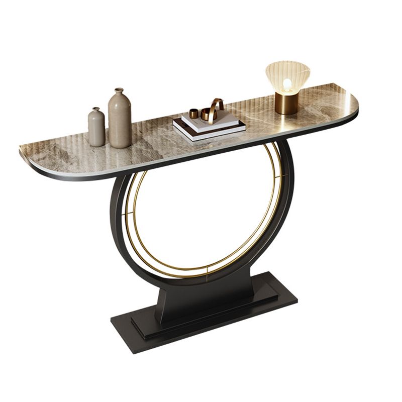 Stain Resistant Half Moon Glam Abstract Slate/metal Console Table