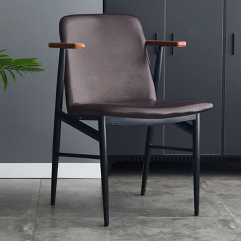 PU Leather Dining Arm Chair Industrial Upholstered Arm Chair