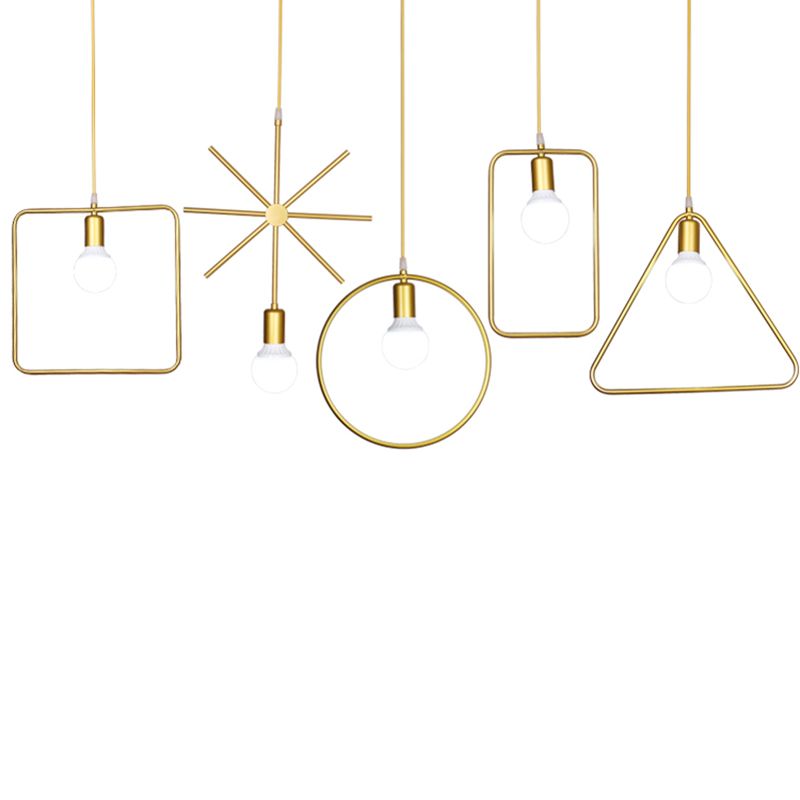 Metal Hanging Ceiling Light Geometric Minimalist Style Hanging Pendant Light for Cloth Shop