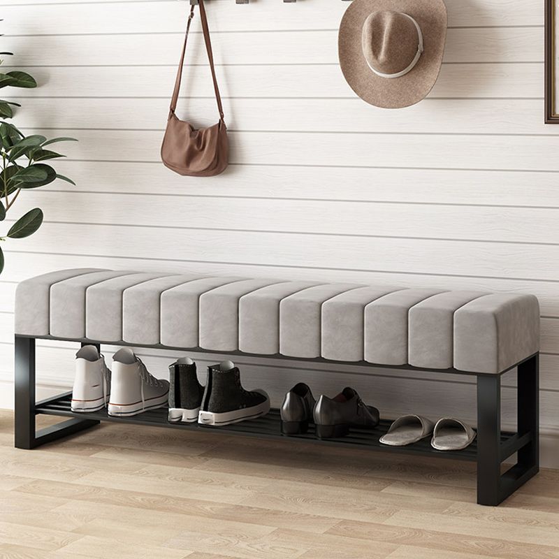 17.7" H Modern Metal Seating Bench Tufted Entryway Bench with Legs