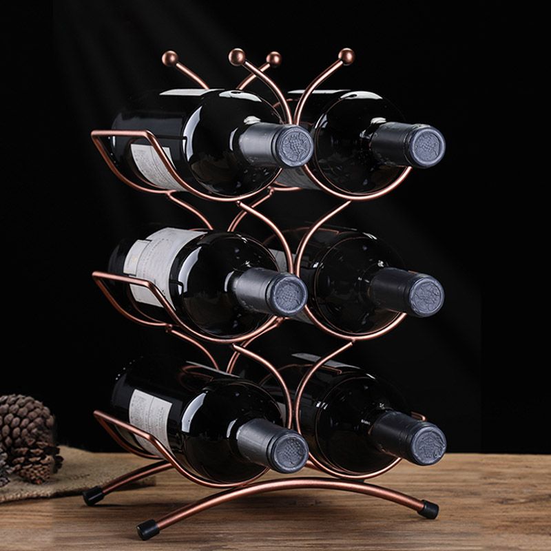 Glam Style Wine Rack Metal Countertop Wine Bottle Rack for Living Room