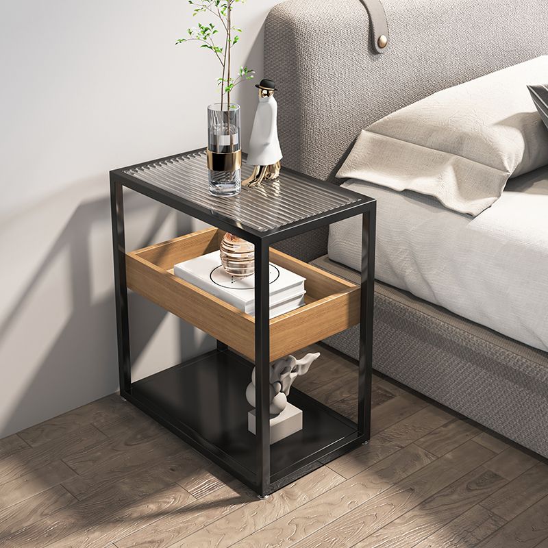 Open Storage Bedside Cabinet Modern Bed Nightstand for Bedroom