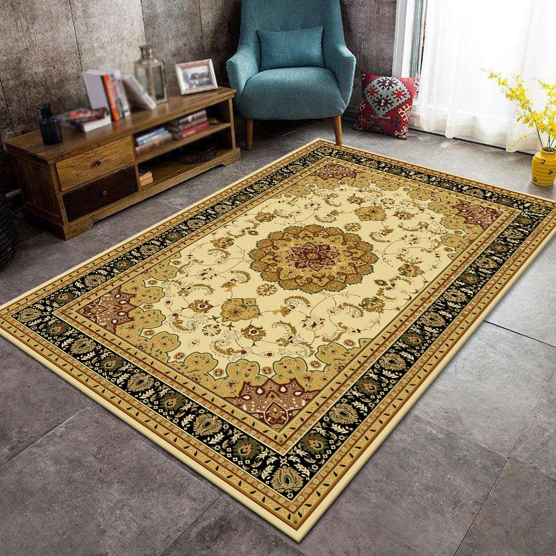 Tapis esthétique Victorian Area Symmétric Floral Printed Carpet Tapon résistant aux taches pour la décoration intérieure