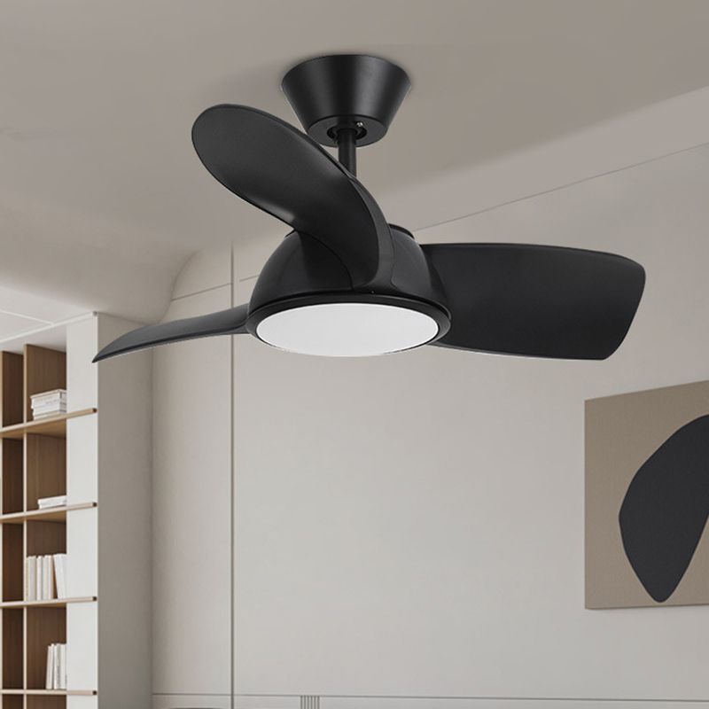 3-Blade Ceiling Fan Contemporary LED Black/Golden Fan with Light for Foyer