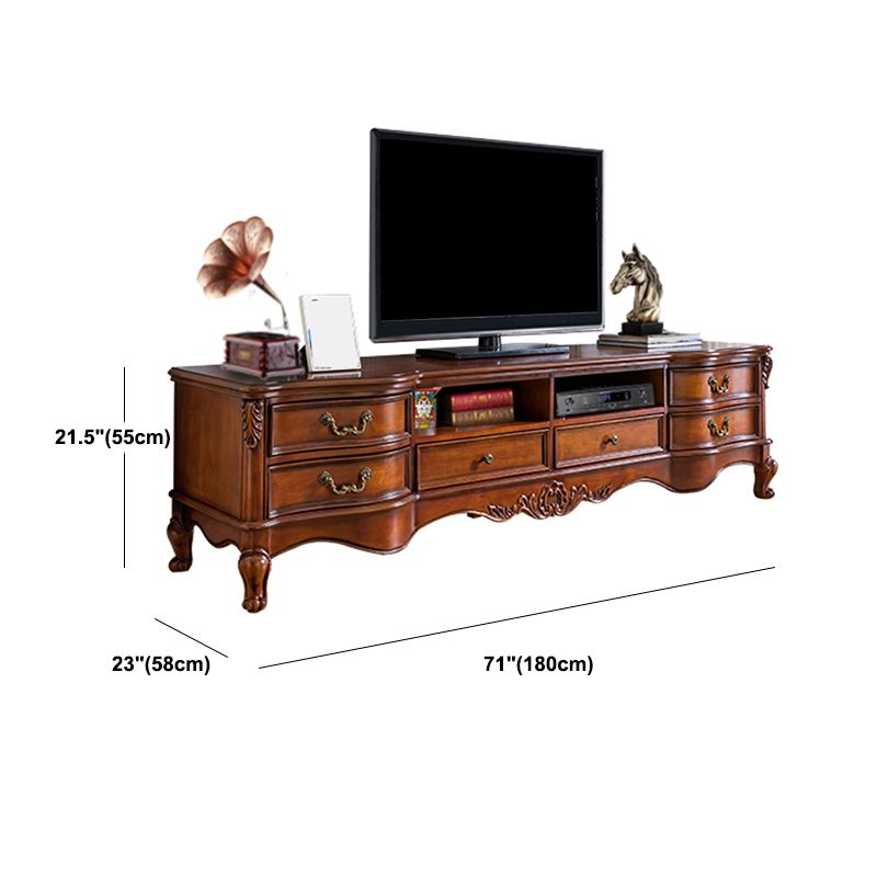 Wooden Stand Console Traditional Style Home TV Stand Console with Drawers