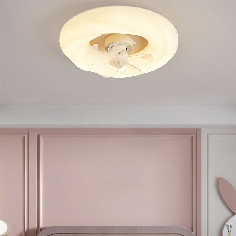 Contemporary Single White Ceiling Fan Lamp Unique Round Ceiling Fan Light