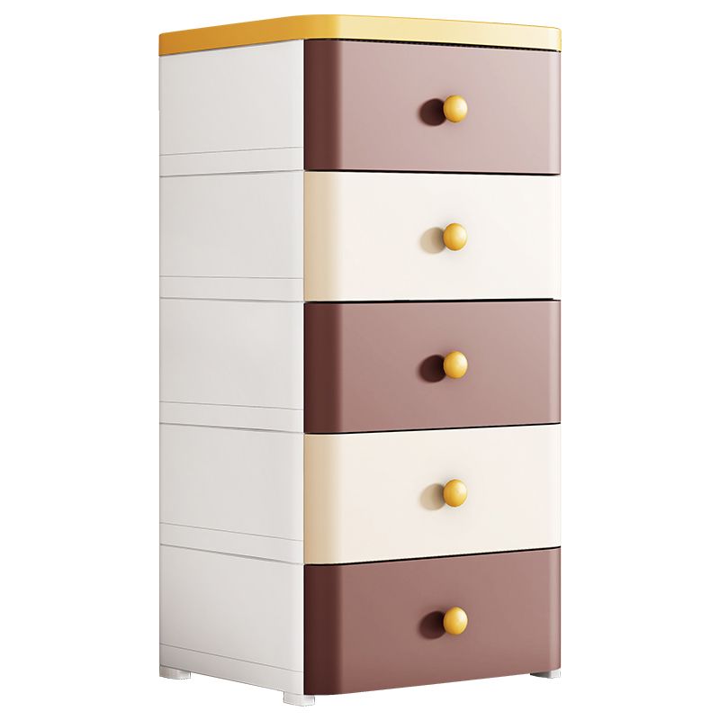 Contemporary Vertical Nursery Dresser Plastic Kids Nightstand with Drawers for Bathroom