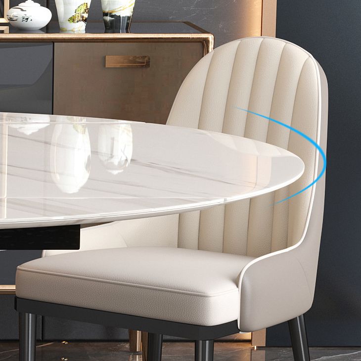 Modern Round Dining Table Sintered Stone Dining Table with Pedestal Base for Home Kitchen Dinner