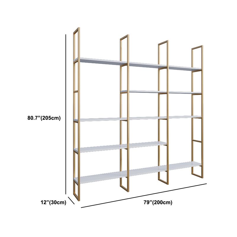 Engineered Wood and Metal Shelf Glam with Rectangular Shelves Book Shelf 12" Wide