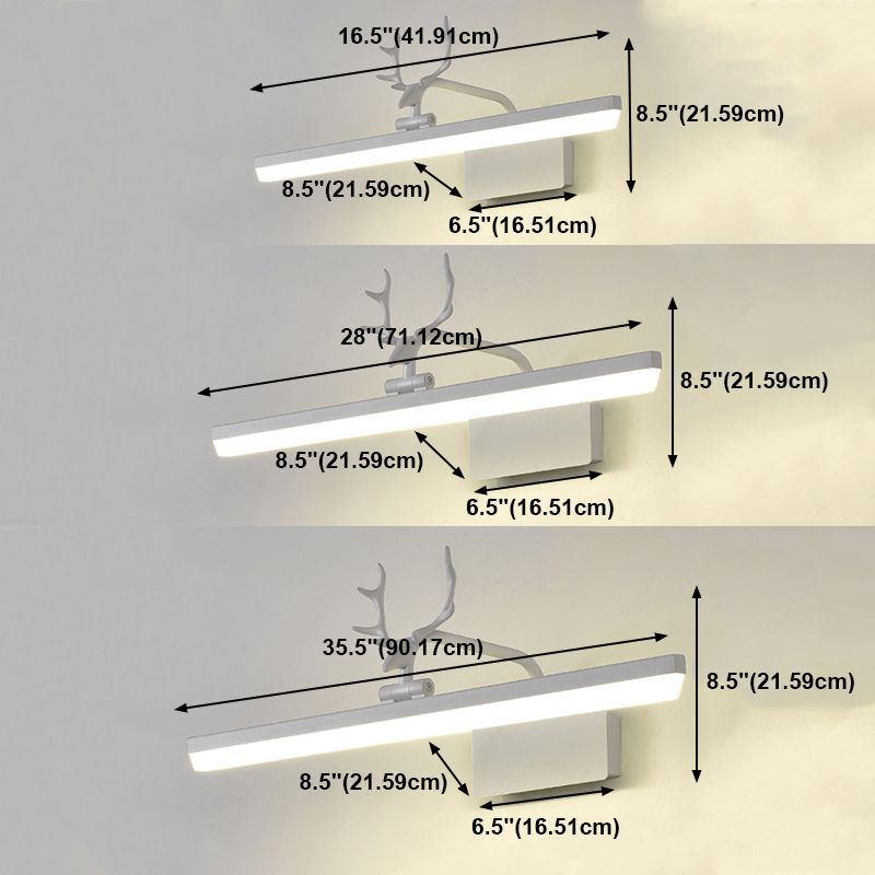 Forma de forma lineal Disconente de pared de metal en estilo moderno de 1 linda luz de montaje en la pared de espejo de 1 luces