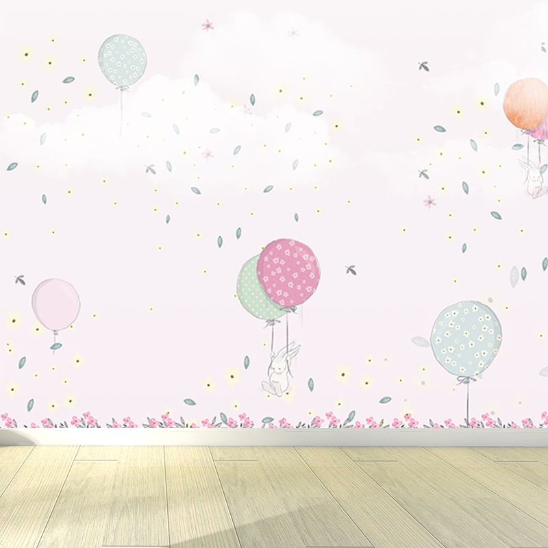 Pastel Color Balloon Wallpaper Mural Moisture Resistant Cartoon Baby Room Wall Art