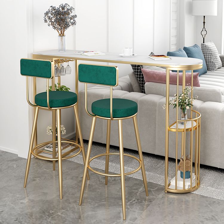 White Stone Top Free Form Bar Table with Metal Frame for Home