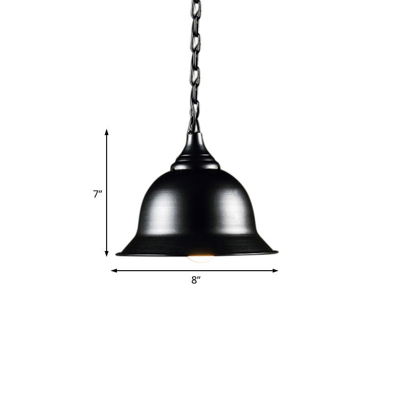 1 Light Dome Pendant Lighting Fixture Industrial Black/Red/Yellow Metal Hanging Ceiling Light for Living Room